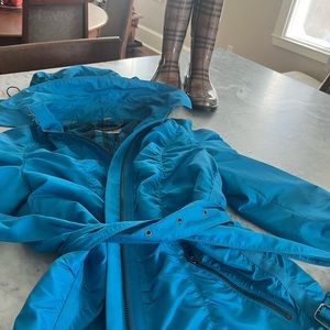 Burberry wind breaker, rain jacket with detachable hoodie.